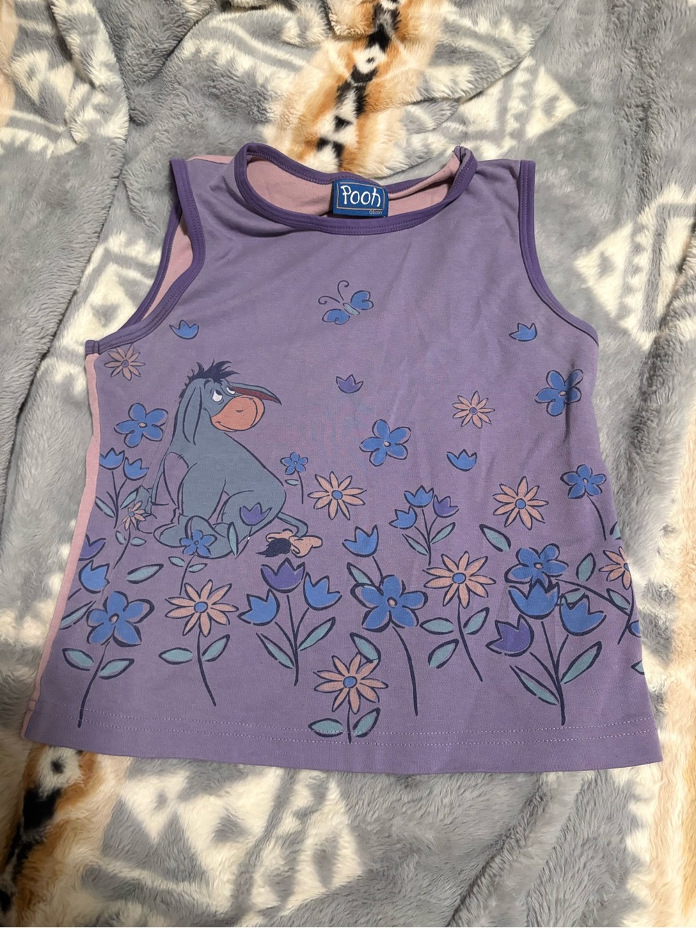 Pooh Girls' Lavender Eeyore Floral Tank Top